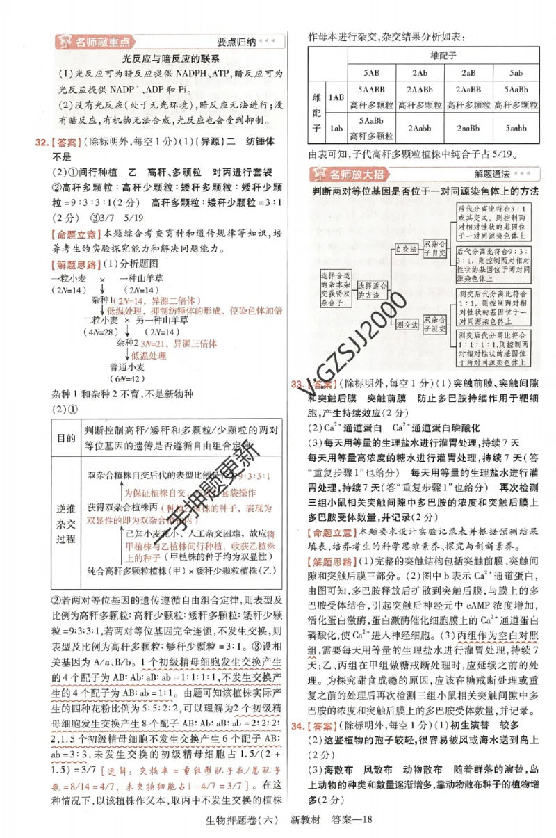 天星教育2024新教材高考最后一卷生物延边教育出版社六维解析册_2024高考押题卷_12024天星全系列_tx《金k卷&middot;最后一卷》（9科全）_新高考新教材