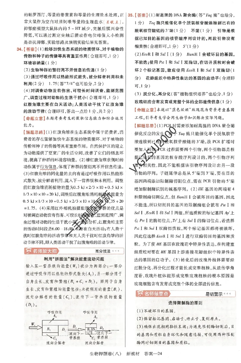 天星教育2024新教材高考最后一卷生物延边教育出版社六维解析册_2024高考押题卷_12024天星全系列_tx《金k卷&middot;最后一卷》（9科全）_新高考新教材