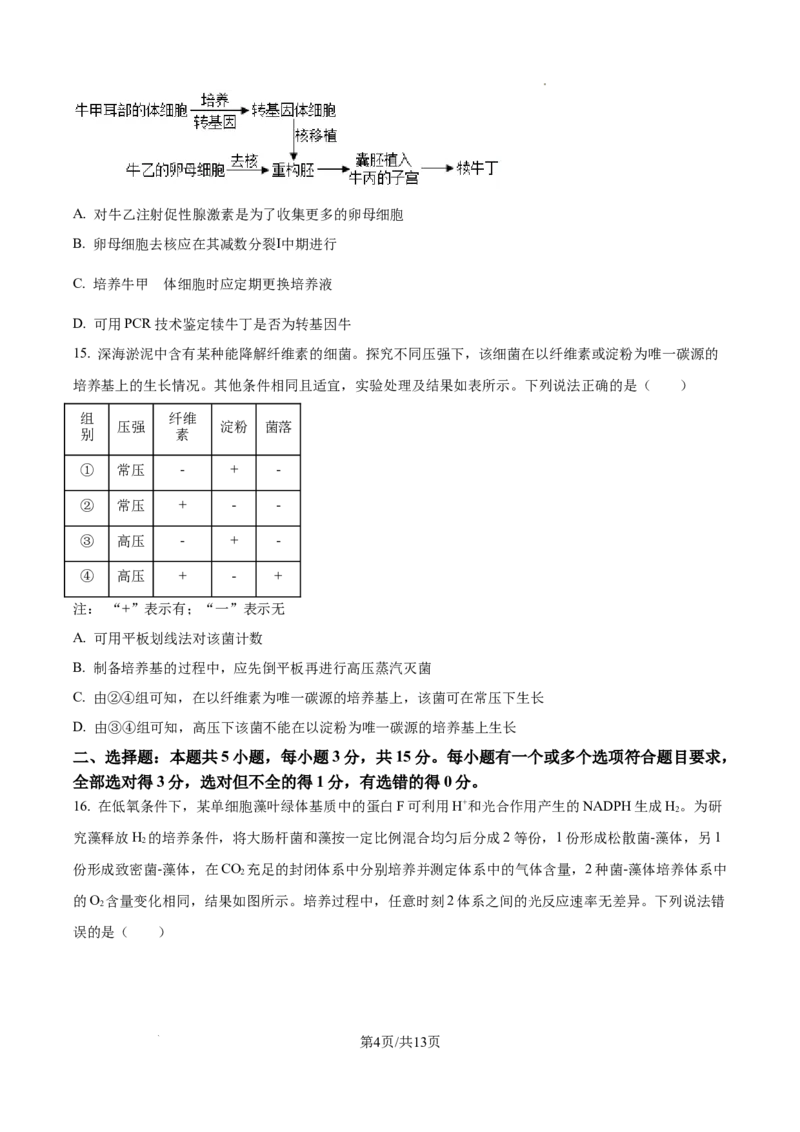 2025年高考山东卷生物真题试卷_1.高考2025全国各省真题+答案_00.2025各省市高考真题及答案（按省份分类）_13、山东卷（9科全）_生物