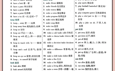 2025中考英语核心短语与搭配速记_2025中考英语复习核心短语与搭配速记