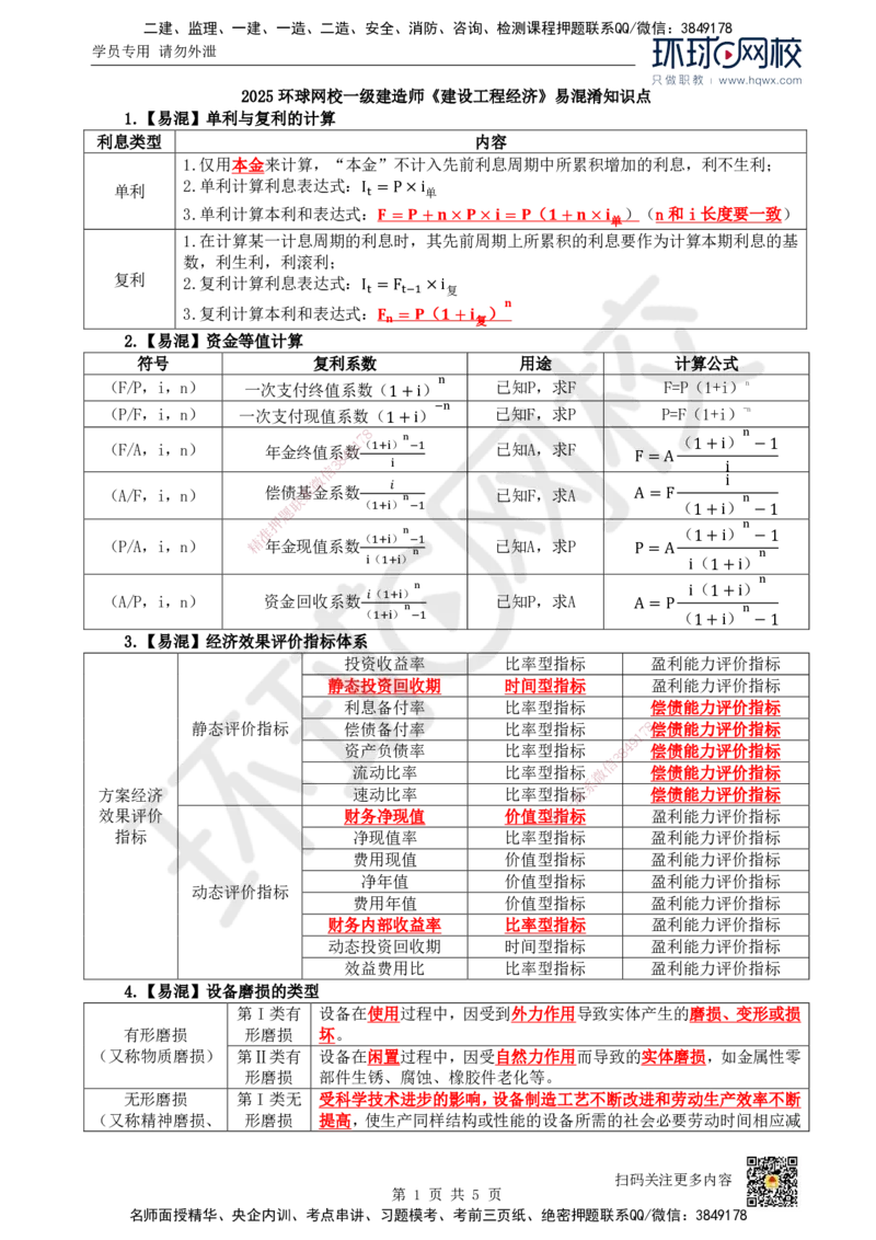HQ-经济-易混淆知识点_2026年一级建造师_2026年一建经济_2025年一建经济SVIP_01-精华文档✿电子教材✿历年真题_76-经济《速记手册+知识点+考点清单+闪记宝典+总结资料》HQ