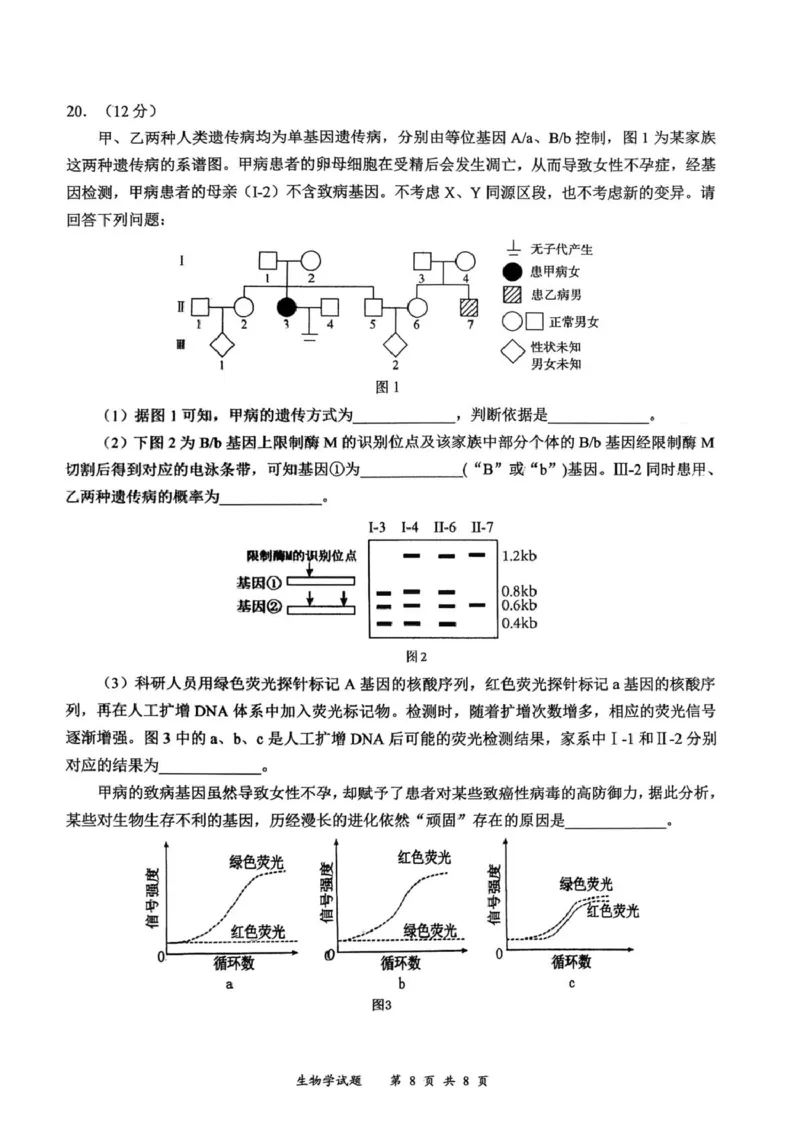 2026届四川省宜宾市高三上学期第一次诊断性测试生物试题(1)_2026年1月_260115四川省宜宾市普通高中2023级(2026届)高三年级第一次诊断性测试（宜宾一诊）