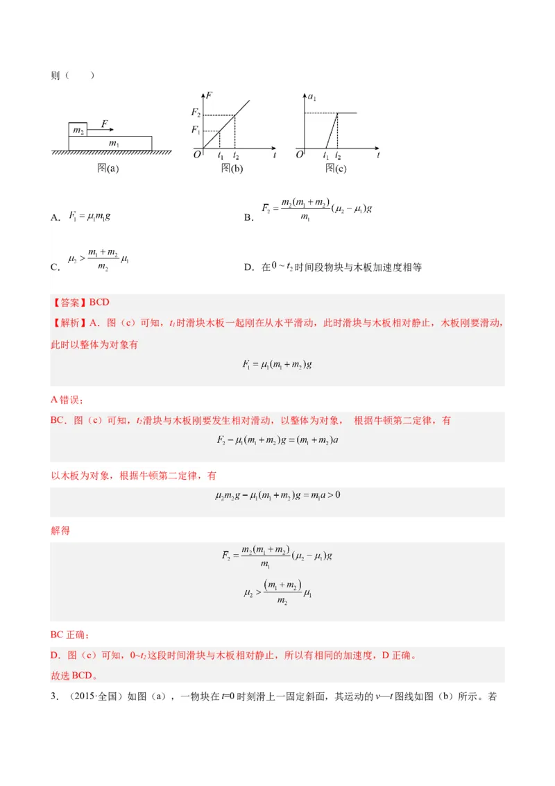 专题10牛顿运动定律的图像（解析卷）-十年（2014-2023）高考物理真题分项汇编（全国通用）_近10年高考真题汇编（必刷）_十年（2014-2024）高考物理真题分项汇编（全国通用）