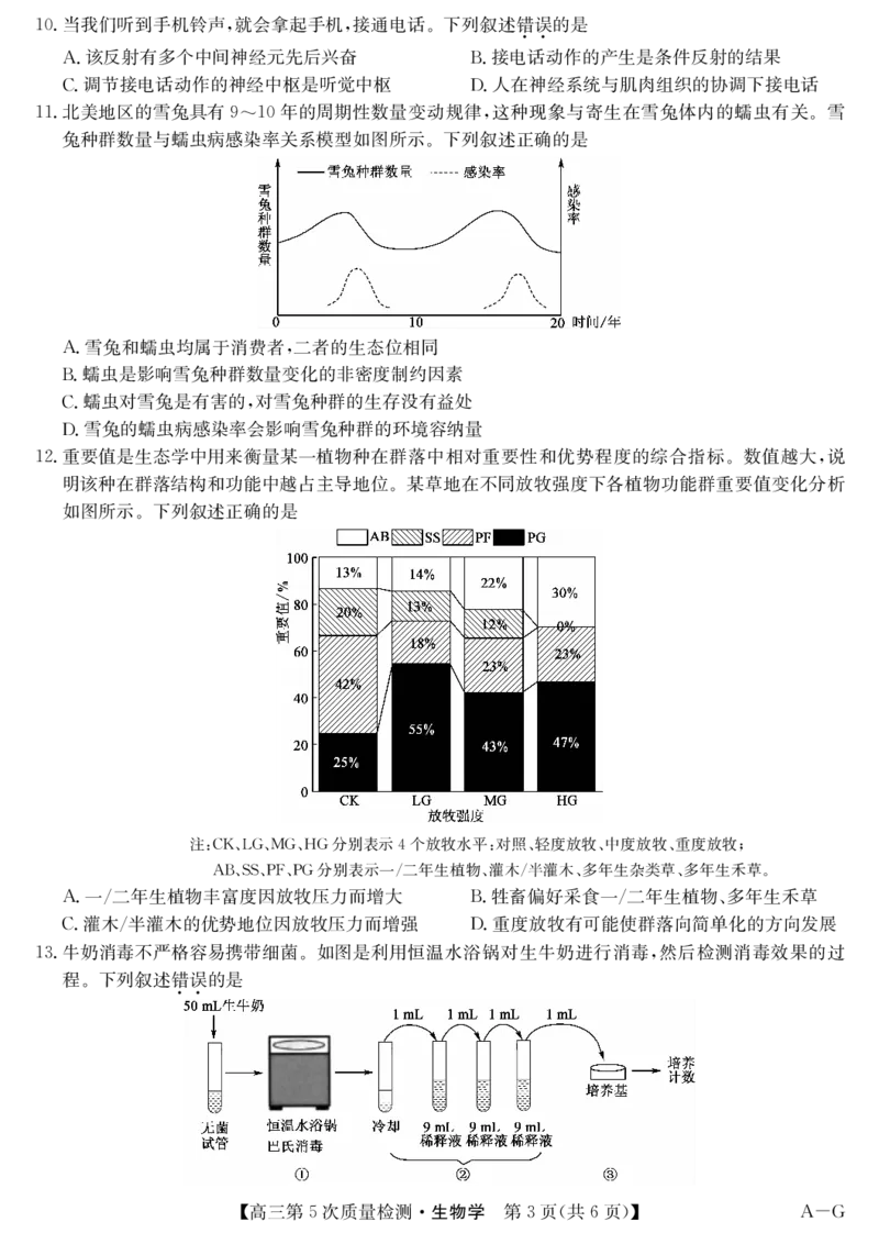 生物-第5次质量检测（AG）(1)_2026年1月_260114安徽省九师联盟2025-2026学年高三（1月）第五次质量检测（全）
