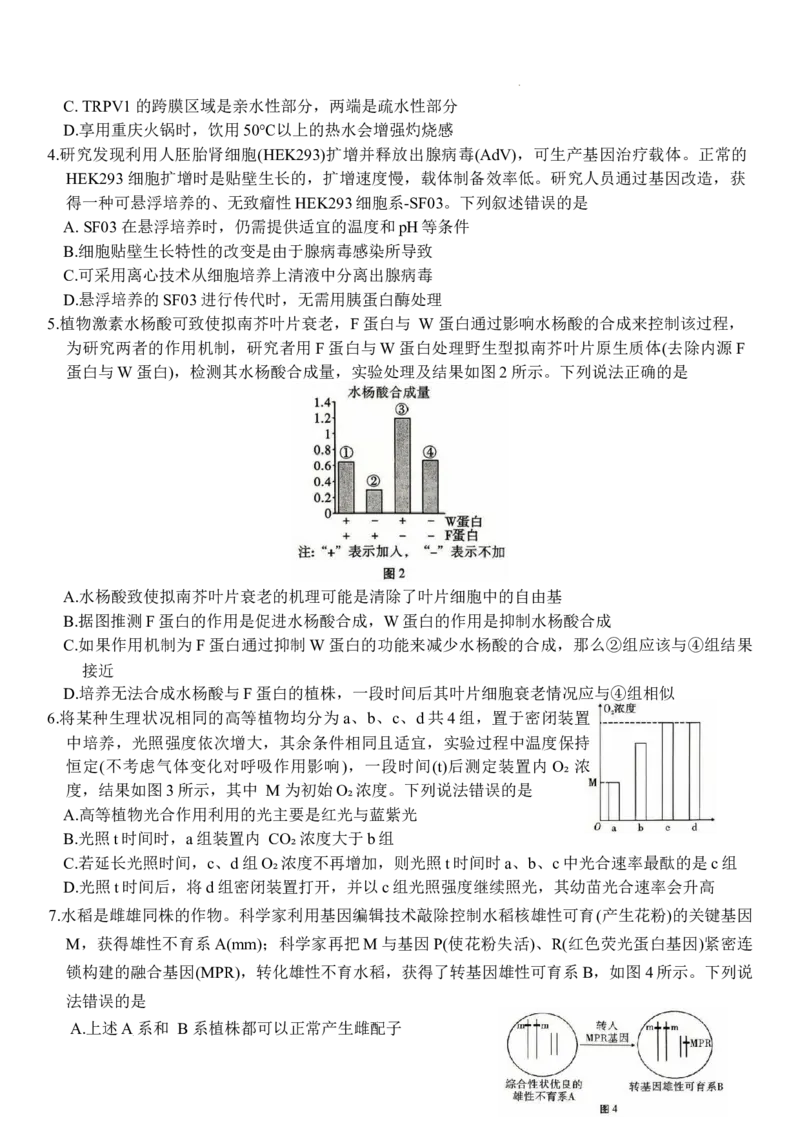 重庆市第八中学2026届高三9月高考适应性月考卷（一）生物试卷（含答案）_2025年9月_250927重庆市第八中学校2025-2026学年高三上学期9月月考