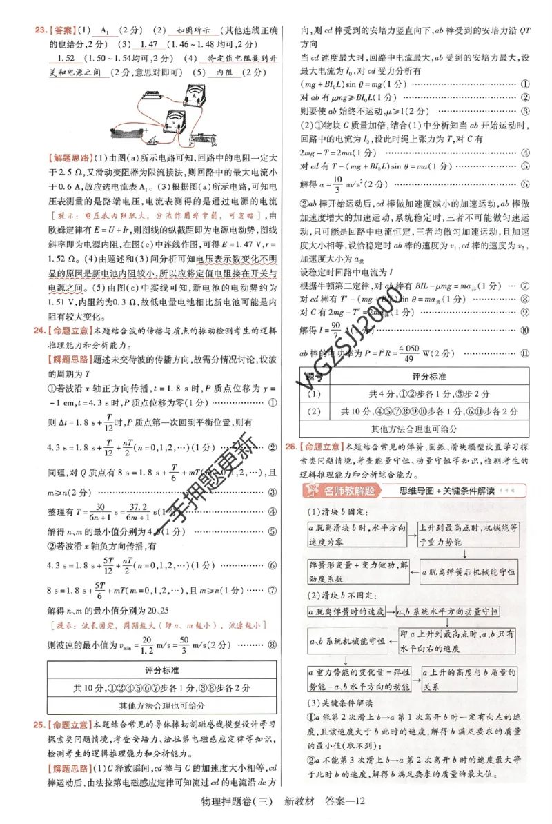 天星教育2024新教材高考最后一卷物理延边教育出版社六维解析册_2024高考押题卷_12024天星全系列_tx《金k卷&middot;最后一卷》（9科全）_新高考新教材