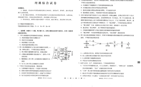 师附中2理综试卷及答题卡_2023年8月_01每日更新_26号_2024届云南省昆明市云南师范大学附属中学高考适应性月考（二）