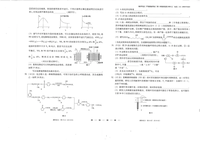 师附中2理综试卷及答题卡_2023年8月_01每日更新_26号_2024届云南省昆明市云南师范大学附属中学高考适应性月考（二）