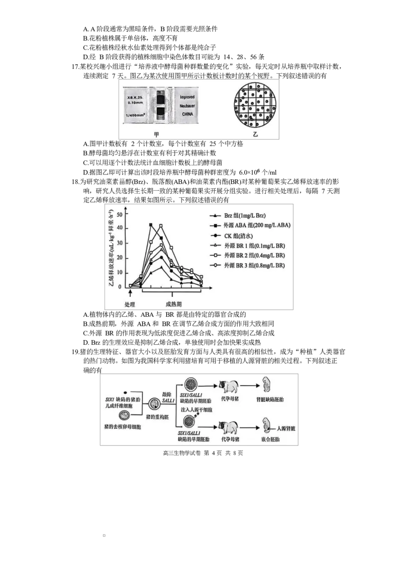 镇江市2025~2026学年第一学期高三期初监测生物试题（有答案）_2025年9月_250918江苏省镇江市2025~2026学年第一学期高三期初监测（全科）