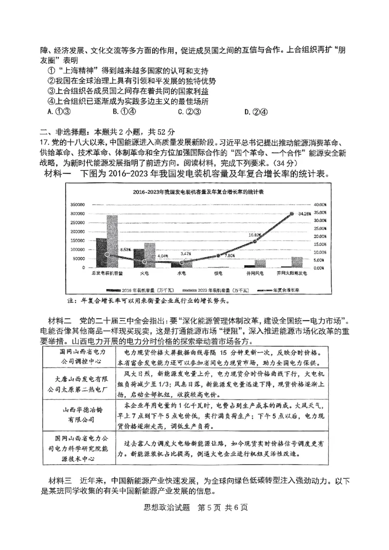 重庆主城五区高三期中政治_11月_241102重庆主城五区2025届高三期中考试