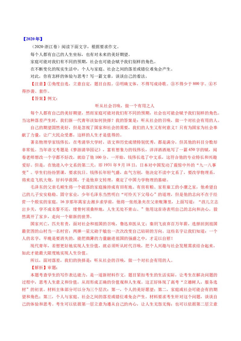 专题23写作（思辨权衡类）-十年（2014-2023）高考语文真题分项汇编（全国通用）（解析卷）_近10年高考真题汇编（必刷）_十年（2014-2024）高考语文真题分项汇编（全国通用）