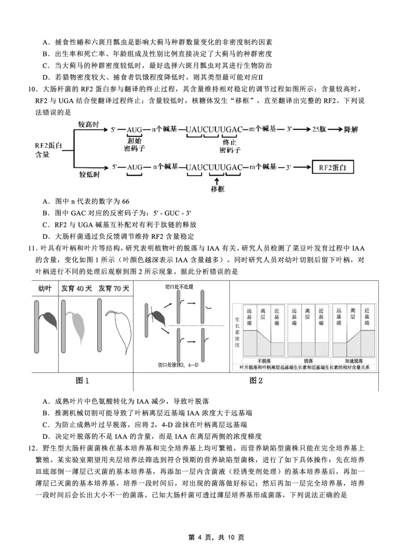 高2025届2024-2025学年（下）高考模拟考试（二）生物_2025年5月_250527重庆市育才中学高2025届2024-2025学年（下）高考模拟考试（二）（全科）