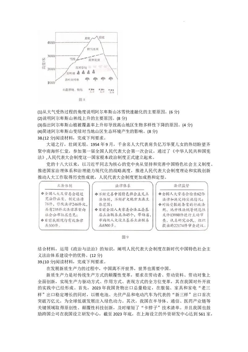 云南师范大学附属中学2023-2024学年高三高考适应性考试（十）文综试题(1)_2024年6月(1)_026月合集_2024届云南师大附中高三适应性考试（十）
