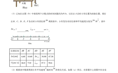 专题70实验一：测量速度加速度（原卷卷）-十年（2014-2023）高考物理真题分项汇编（全国通用）_近10年高考真题汇编（必刷）_十年（2014-2024）高考物理真题分项汇编（全国通用）