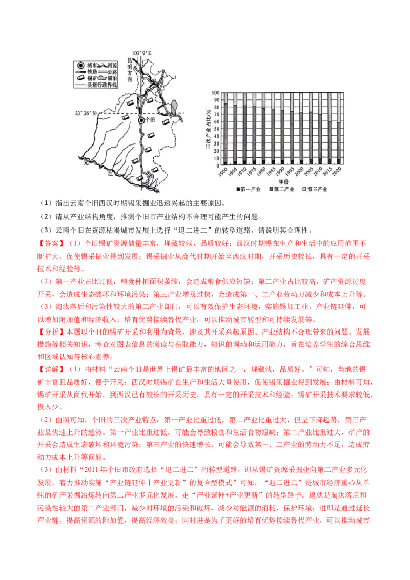 专题13区域发展2024年高考真题和模拟题地理分类汇编（教师卷）_近10年高考真题汇编（必刷）_十年（2014-2024）高考地理真题分项汇编（全国通用）