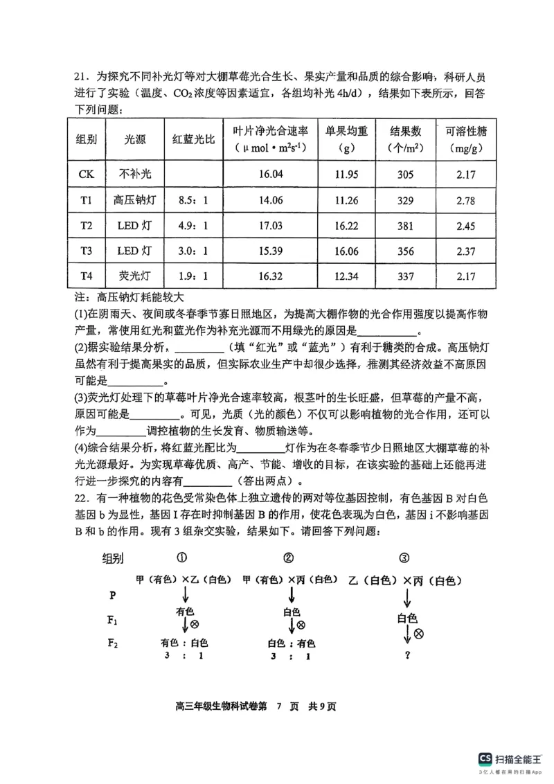 辽宁省鞍山市第一中学2025届高三下学期八模考试生物_2025年5月_250529辽宁省鞍山市第一中学2025届高三下学期八模考试（全科）