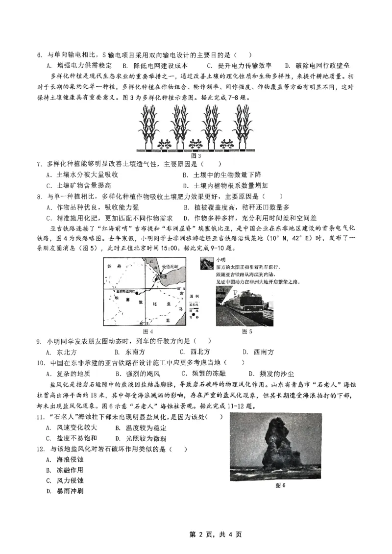 高2025届2024-2025学年（下）高考模拟考试（二）地理_2025年5月_250527重庆市育才中学高2025届2024-2025学年（下）高考模拟考试（二）（全科）