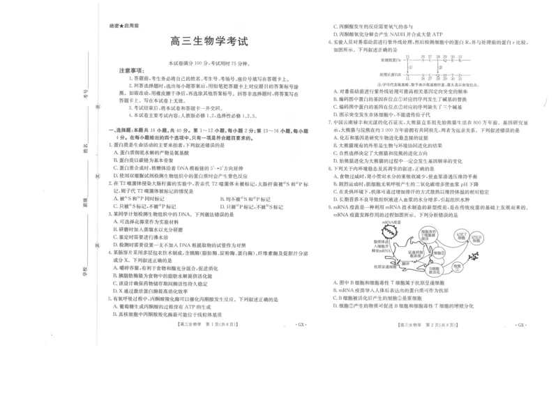 高三生物_2025年9月_250907广西金太阳9月高三联考（1002C）_生物