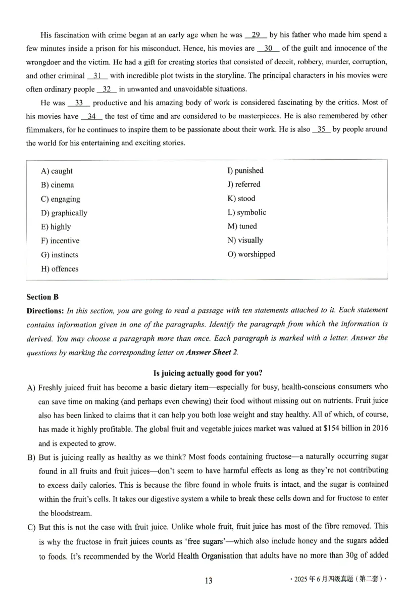 2025.06四级真题第2套_英语四六级整合_英语四六级真题版本二此版为主此文件夹会持续更新_四级真题_1.四级真题+答案解析+听力音频(1989-2025)_32025年6月（真题＋答案）