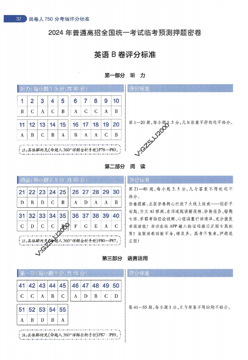 天星教育2024年高考临考预测押题密卷新高考版阅卷人750分考场评分标准_1_2024高考押题卷_12024天星全系列_@@@天星临考押题密卷汇总重复