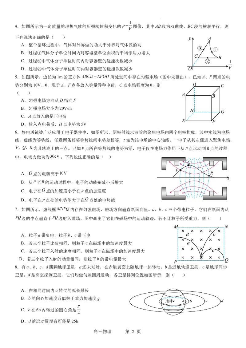 东北育才学校科学高中部2023-2024学年度高考适应性测试（一）物理试题_2023年7月_01每日更新_30号_2024届辽宁省沈阳市东北育才学校科学高中部高三高考适应性测试（一）