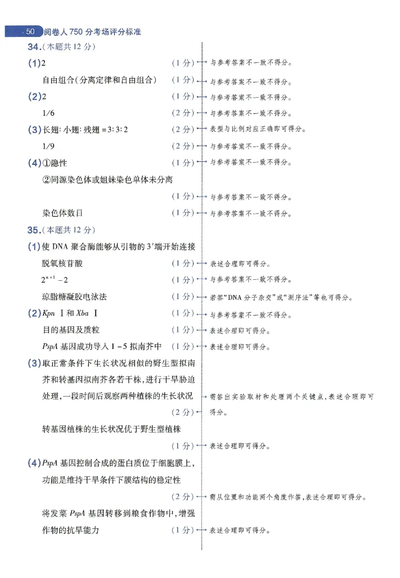 天星教育2024年高考临考预测押题密卷新教材理科卷阅卷人750分考场评分标准_2024高考押题卷_12024天星全系列_@@@天星临考押题密卷汇总重复