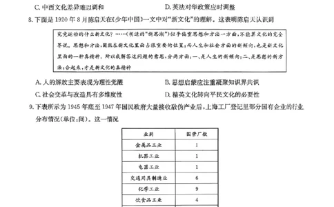 九师联盟2026届高三1月质量检测历史(1)_2026年1月_260120九师联盟2026届高三1月质量检测（全科）