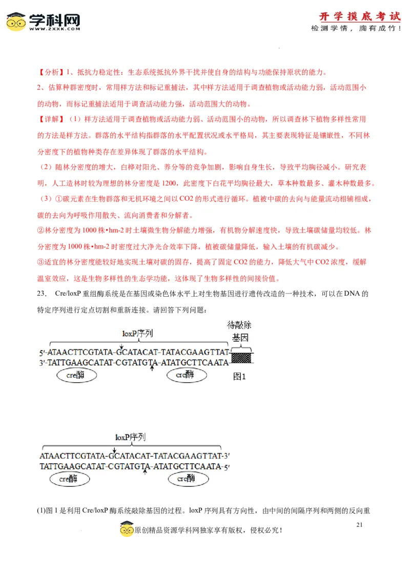 生物（江苏卷）（全解全析）_2024届新高三开学摸底考试卷_生物-2024届新高三开学摸底考试卷_生物-2024届新高三开学摸底考试卷（江苏卷）
