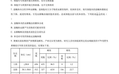 精品解析：2024年6月浙江卷生物高考真题（原卷版）_高考真题全网收集_生物学_精品解析：2024年新高考6月浙江卷生物高考真题解析（参考版）