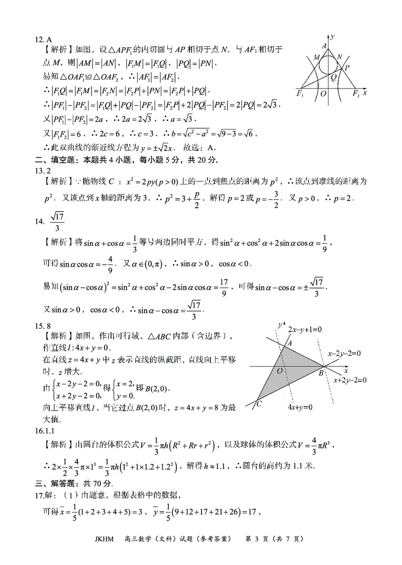内蒙古赤峰市2023-2024学年高三上学期10月一轮复习联考文数答案(1)_2023年10月_0210月合集_2024届内蒙古赤峰市高三上学期10月一轮复习联考