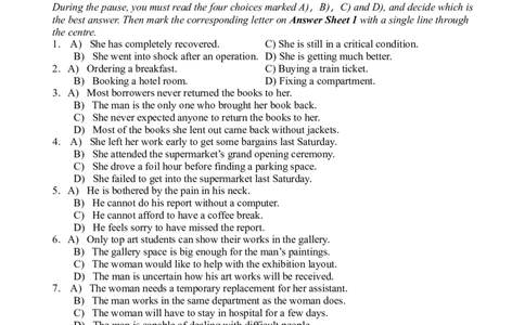 2013年6月六级考试真题（一）_英语四六级整合_英语四六级真题版本二此版为主此文件夹会持续更新_六级真题_1.六级真题+答案解析+听力音频_2013年6月CET6_02、真题Word版