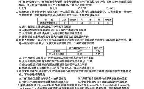 九师联盟2026届高三一月份联合考试生物学试题(1)_2026年1月_260109九师联盟2026届高三上学期第五次质量检测（1月联考）（全科）_九师联盟2026届高三上学期第五次质量检测生物（HG-G)