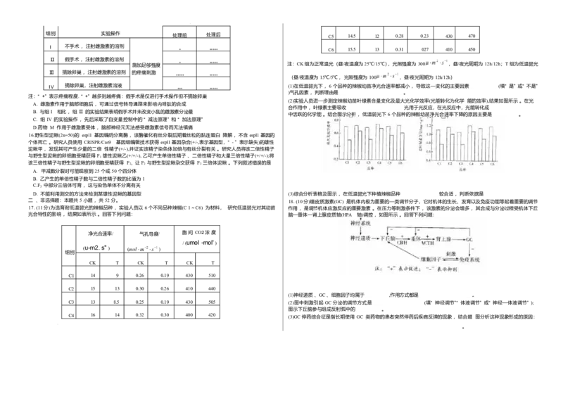 山西省天一四省联考2025-2026学年高三上学期1月月考生物试题(1)_2026年1月_260113天一小高考2026届高三（上）四省1月联考_天一四省联考2026届高三上学期1月月考生物试题+答案