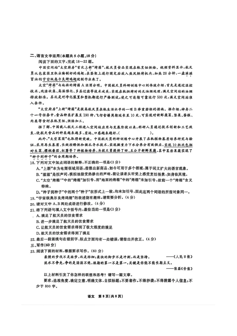 语文试题-辽宁名校联盟2026届高三年级上学期期末质量检测(1)_2026年1月_260116辽宁名校联盟2026年1月高三上期末联考质量检测（全科）