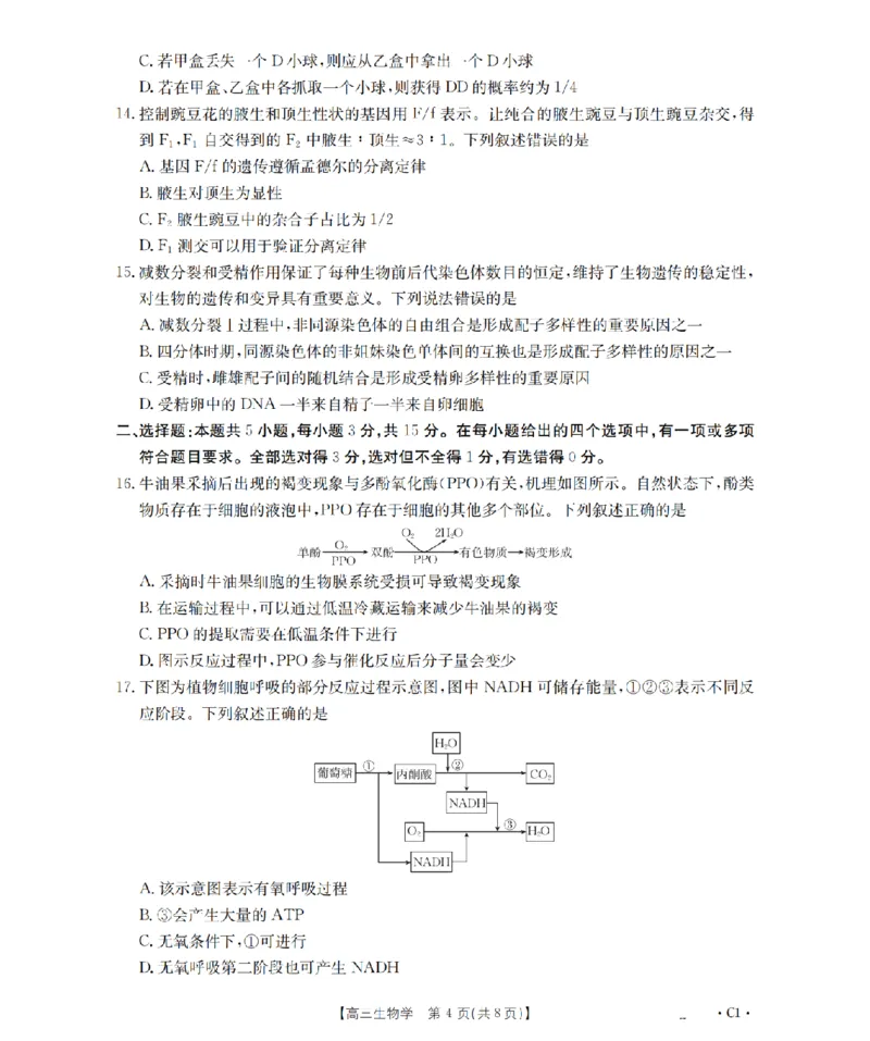 辽宁省2026届高三上学期10月联考（26-66C）生物_2025年10月_12026年试卷教辅资源等多个文件_251030金太阳&middot;辽宁省2026届高三上学期10月联考（26-66C）（全科)