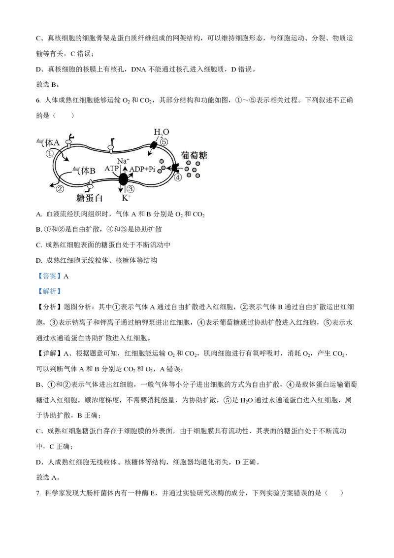 云南省红河州开远市第一中学2024届高三上学期开学考试生物解析(1)_2023年9月_029月合集_2024届云南省红河州开远市第一中学高三上学期开学考试