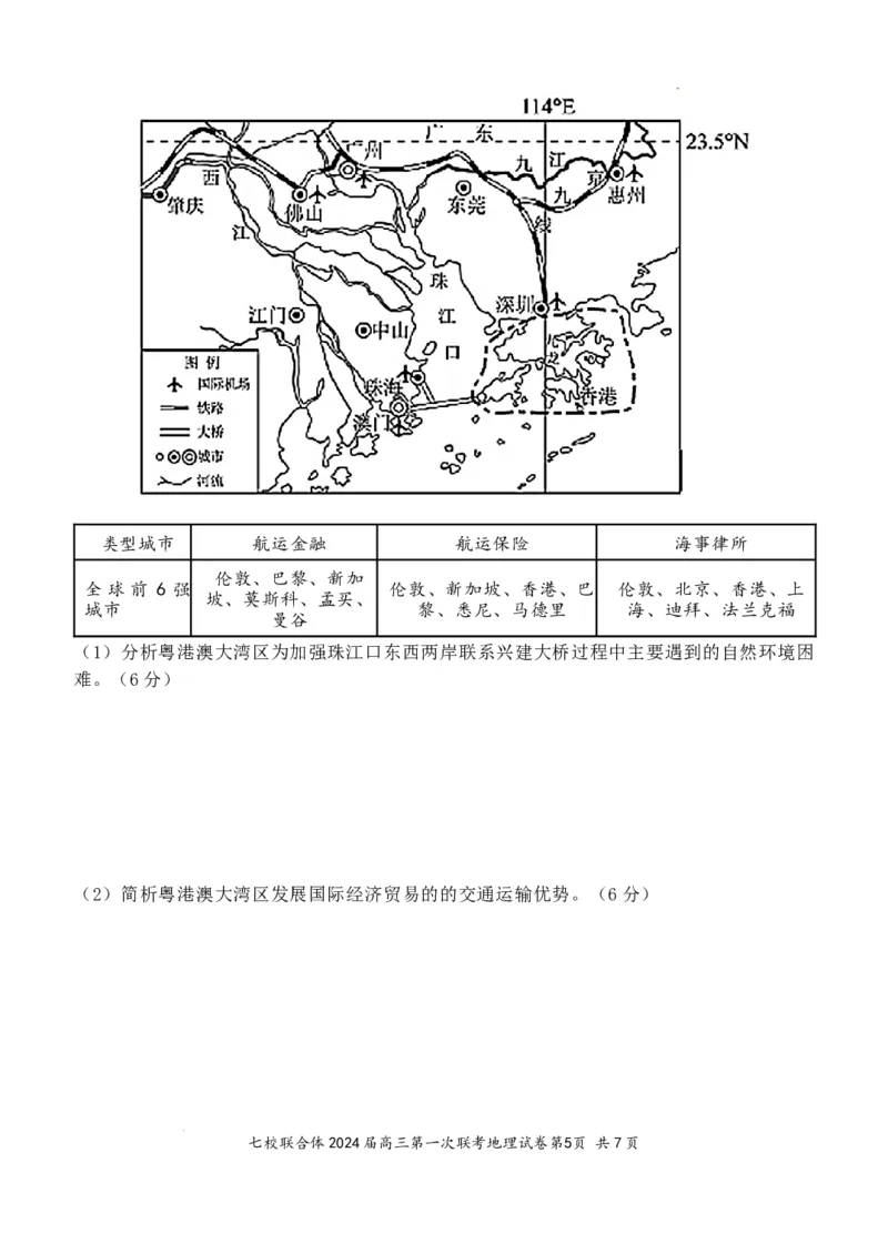 七校联合体2024届高三第一次联考试卷（8月）地理科目试题_2023年8月_01每日更新_9号