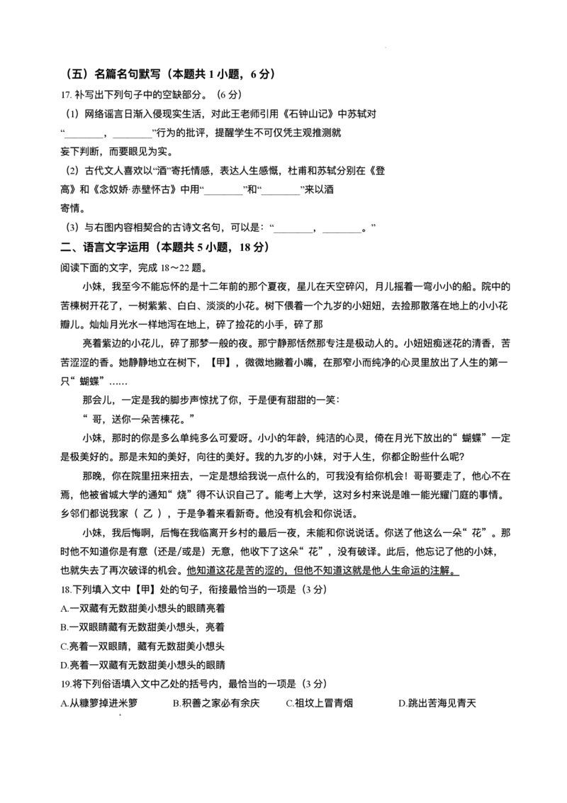 安徽省华师联盟2025-2026学年高三上学期1月质量检测语文试卷+答案(1)_2026年1月_260117安徽省华师联盟2025-2026学年高三上学期1月质量检测（全科）