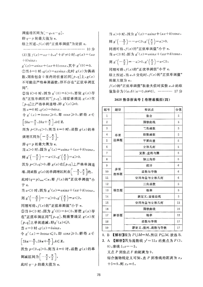 （数学答案）2025新高考Ⅰ卷精准模拟_2025年4月_2504152025浙大优学新高考Ⅰ卷精准模拟数学
