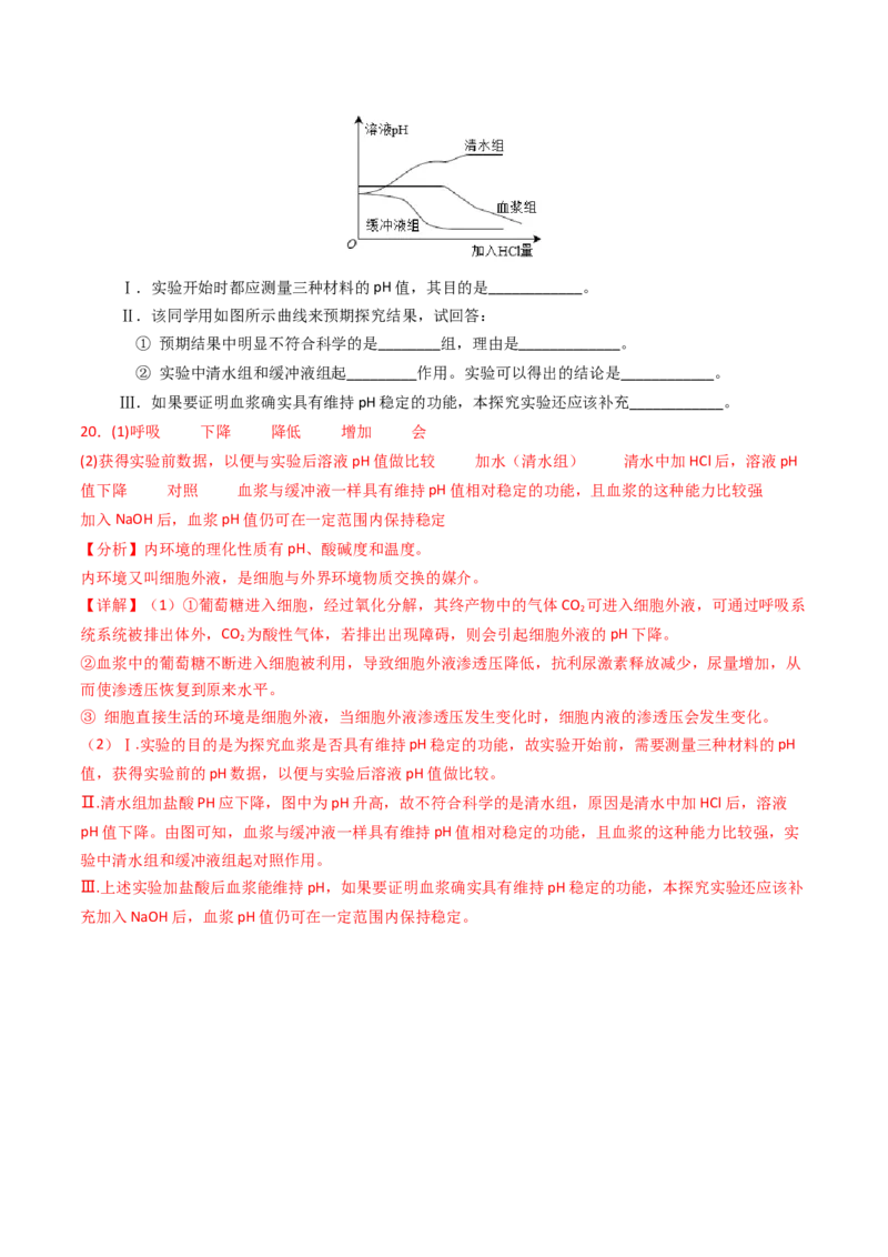专题11内环境及其稳态（解析卷）_近10年高考真题汇编（必刷）_十年（2014-2024）高考生物真题分项汇编（全国通用）_2023年高考真题和模拟题生物分项汇编（全国通用）