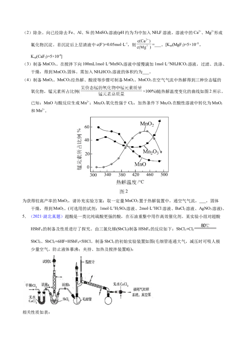 专题88无机物制备综合实验（原卷卷）_近10年高考真题汇编（必刷）_十年（2014-2024）高考化学真题分项汇编（全国通用）_十年（2014-2023）高考化学真题分项汇编（全国通用）