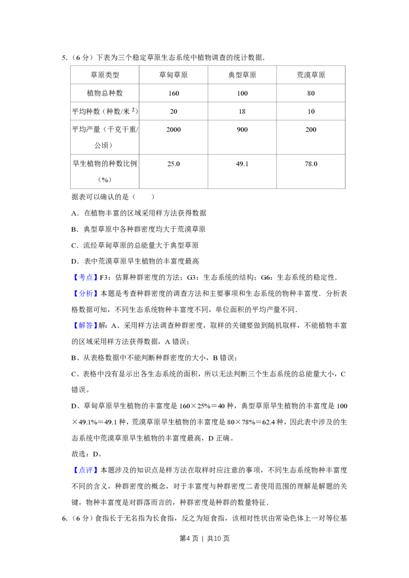 2010年高考生物试卷（天津）（解析卷）_生物历年高考真题_新&middot;PDF版2008-2025&middot;高考生物真题_生物（按省份分类）2008-2025_2008-2024&middot;（天津）生物高考真题