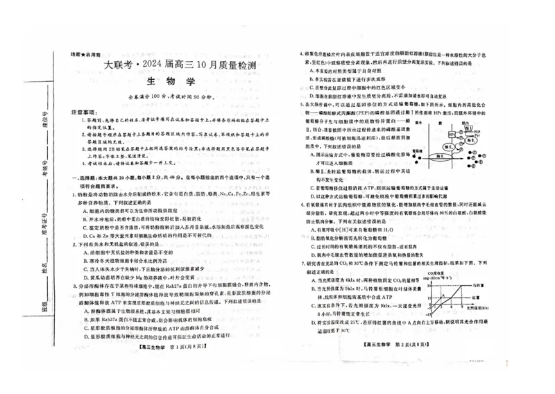 2024山西省部分学校高三上学期10月联考生物试题（含答案）(1)_2023年10月_01每日更新_6号_2024届山西省金科大联考高三上学期10月质量检测