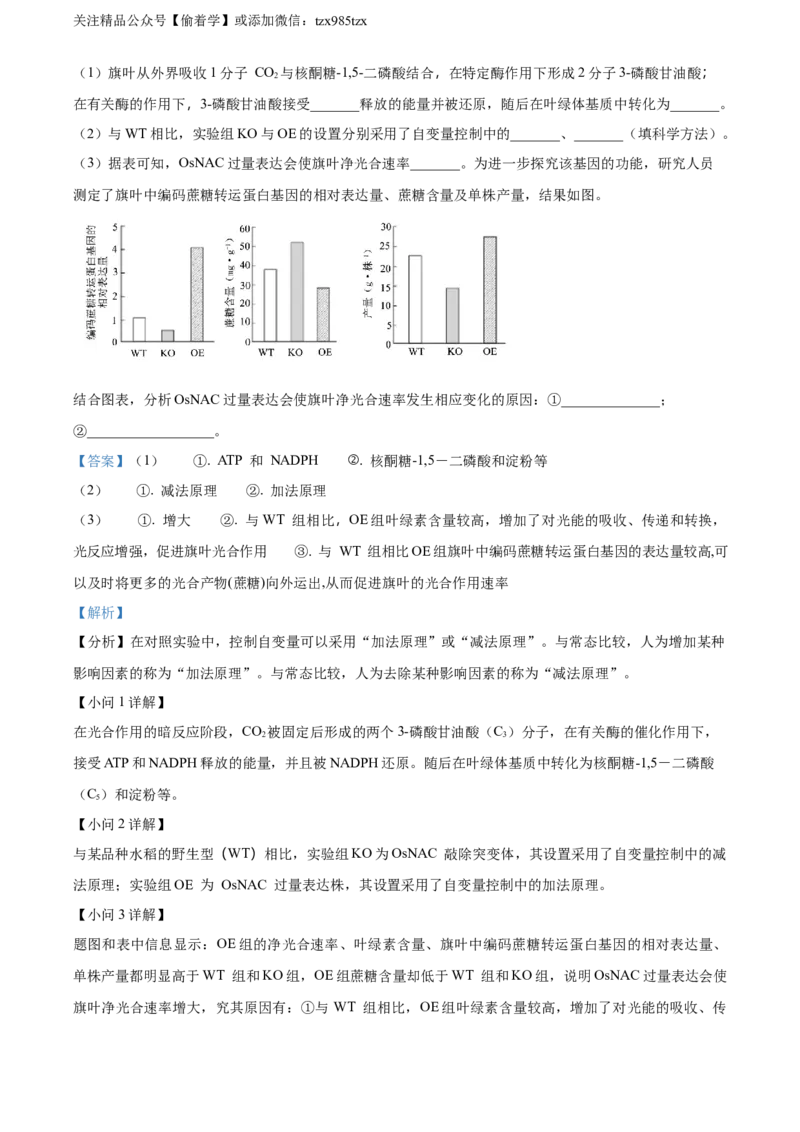 精品解析：2024年新课标高考真题安徽卷生物试卷（解析版）_高考真题全网收集_生物学_精品解析：2024年新高考安徽卷生物高考真题解析（参考版）
