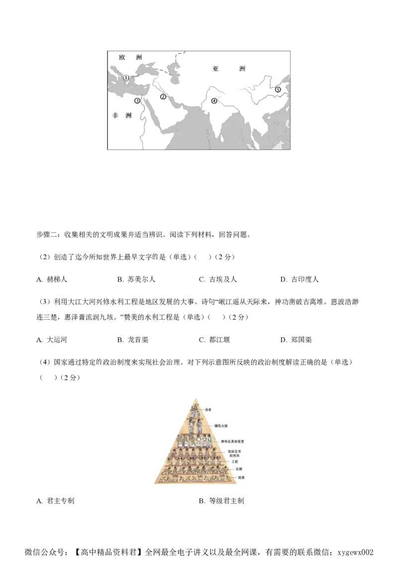 备战2024年高考历史模拟卷（上海专用）01（考试版）_2024高考押题卷_92024赢在高考全系列_（通用版）2024《赢在高考&middot;黄金预测卷》（九科全）各八套