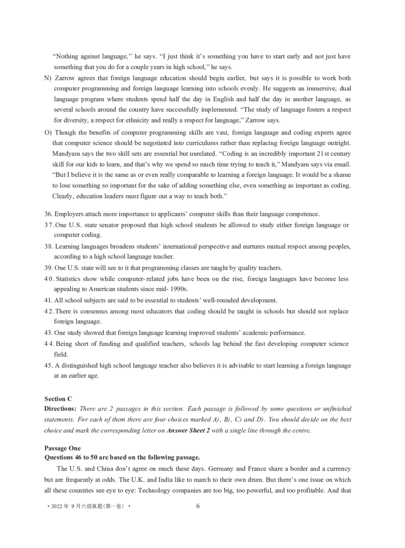 2022年9月六级真题_英语四六级整合_英语四六级真题版本二此版为主此文件夹会持续更新_六级真题_1.六级真题+答案解析+听力音频_2014年-2022年真题解析音频_2022年09月CET6