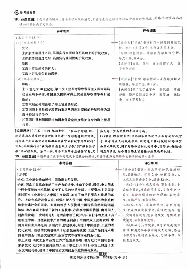 历史答案_2024高考押题卷_22024王hou雄_16王后雄押题_2024年王后雄高考押题预测卷（湖北专版）_历史