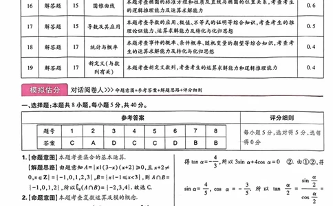 数学答案_2024高考押题卷_22024王hou雄_16王后雄押题_2024年王后雄高考押题预测卷（湖北专版）_数学