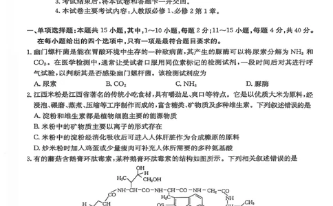 高三生物_2025年11月_251125福建省金太阳高三11月第一学期半期联考（全科）（26-10-105C）_1209215425_试卷