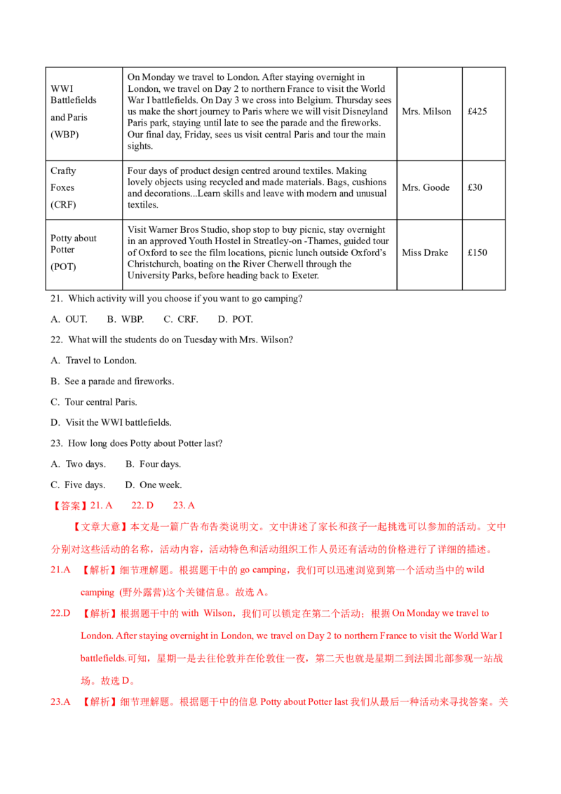 专题12阅读理解应用文(教师卷)--十年（2015-2024）高考真题英语分项汇编（全国通用）_近10年高考真题汇编（必刷）_十年（2014-2024）高考英语真题分类汇编（全国通用）